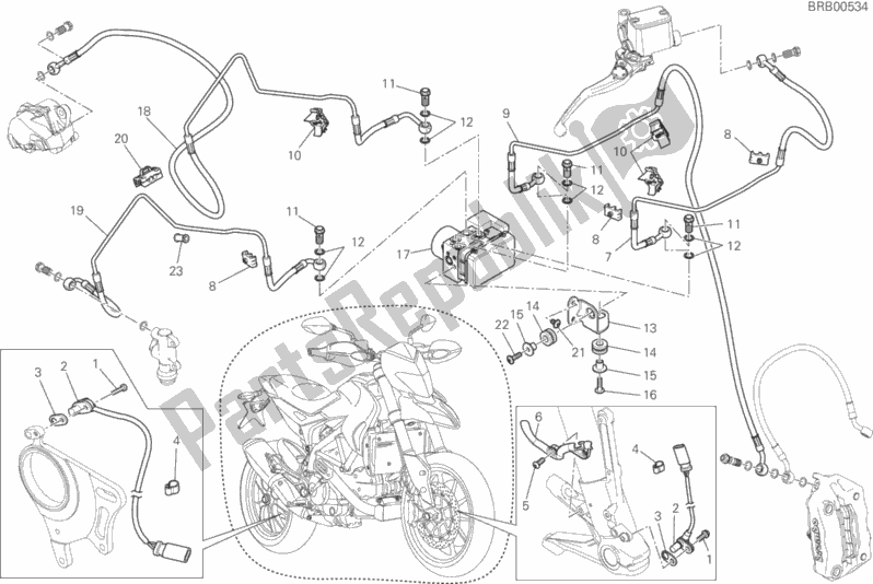 Tutte le parti per il Sistema Di Frenatura Antibloccaggio (abs) del Ducati Hypermotard Hyperstrada 939 Thailand 2017